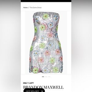 Brandon Maxwell esme dress. Size 4. Silver sequin with pastel flowers.